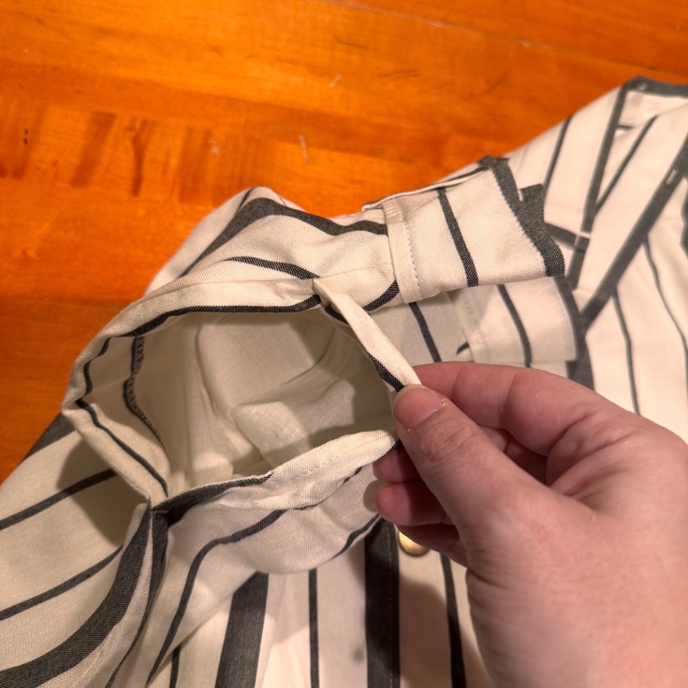 GAP Striped Button-Front A-line Midi Skirt with Tie Belt – Size 14 - Picture 4 of 8